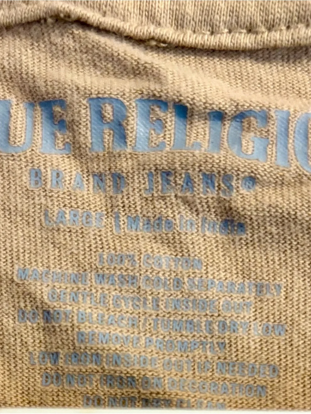 True Religion Beige Short-Sleeve Logo Tee